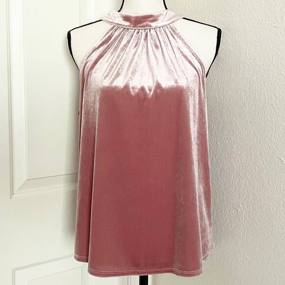 GIBSONLOOK Gibson Pink Velvet Tie Back Halter Holiday Top Women's Size Small - Picture 5 of 11